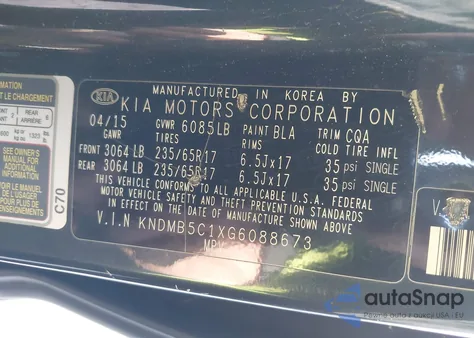 2016 Kia Sedona Lx z USA, uszkodzony, nr VIN KNDMB5C1XG6088673